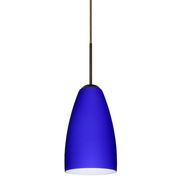 Besa Lighting Riva 9 Cord Pendant, Cobalt Blue Matte, Bronze Finish, 1x75W Incandescent 1JT-1511CM-BR - main